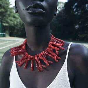 Zara Red Coral Statement Necklace